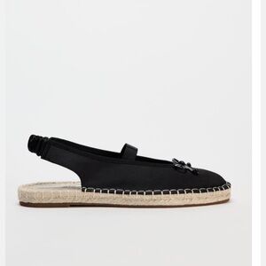 Zara black sling back espadrille flat! NWT Size 8 (40)